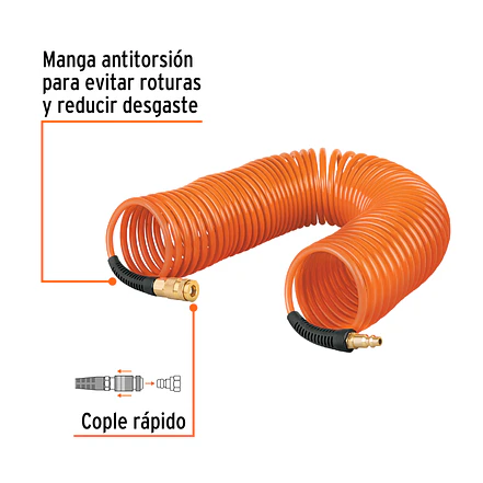 Manguera tipo resorte para compresor Truper 19075, 1/4