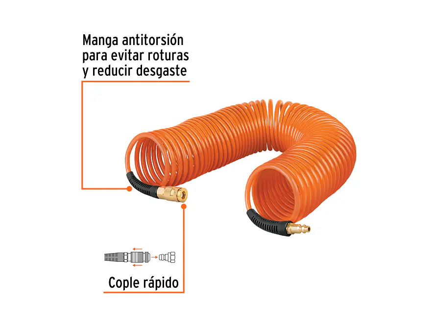 Manguera tipo resorte para compresor Truper 19075, 1/4