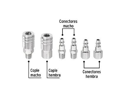 Juego de 4 Conectores Rápidos Pretul 27030, y 2 Acoples de Acero - Foto 2 | aztools.co