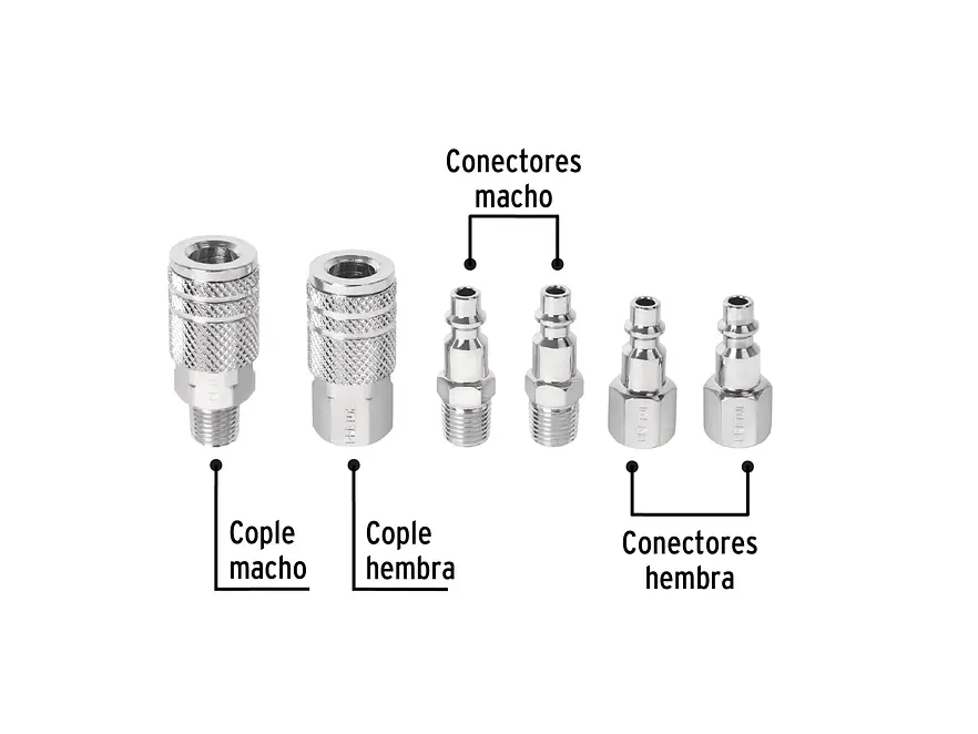 Juego de 4 Conectores Rápidos Pretul 27030, y 2 Acoples de Acero - Foto 2 | aztools.co