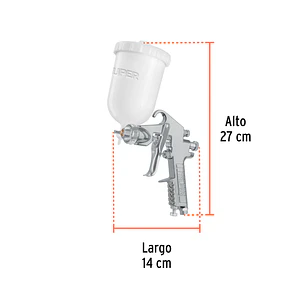 Pistola para pintar Truper 101855, gravedad LVMP, vaso plástico, boq 1.4 mm