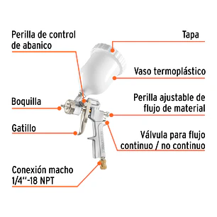 Pistola para Pintar Híbrida Truper 103929, Vaso Plástico, 3.0 mm