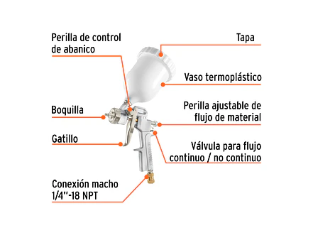Pistola para Pintar Híbrida Truper 103929, Vaso Plástico, 3.0 mm - Foto 2 | aztools.co