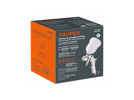 Pistola para Pintar Híbrida Truper 103929, Vaso Plástico, 3.0 mm - Foto 6 | aztools.co