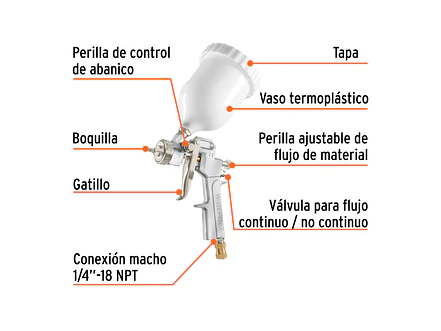Pistola para Pintar Híbrida Truper 103927, Vaso Plástico, 1.3 mm - Foto 2 | aztools.co