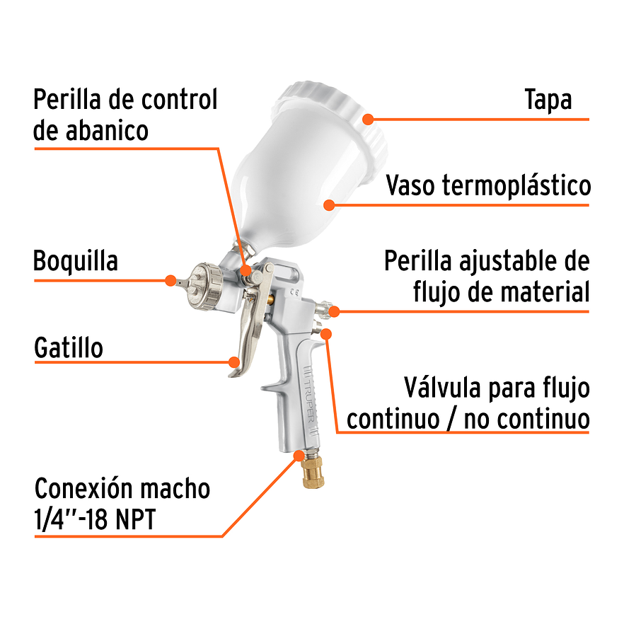 Pistola para Pintar Híbrida Truper 103927, Vaso Plástico, 1.3 mm 2