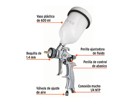 Pistola para Pintar de Gravedad Truper 14031 - Foto 2 | aztools.co