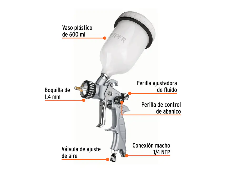 Pistola para Pintar de Gravedad Truper 14031 - Foto 2 | aztools.co