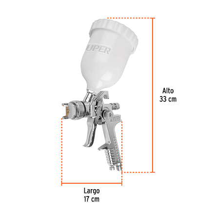 Pistola para pintar Truper 12131, gravedad HVLP,vaso plástico, boquilla 2.0mm  3