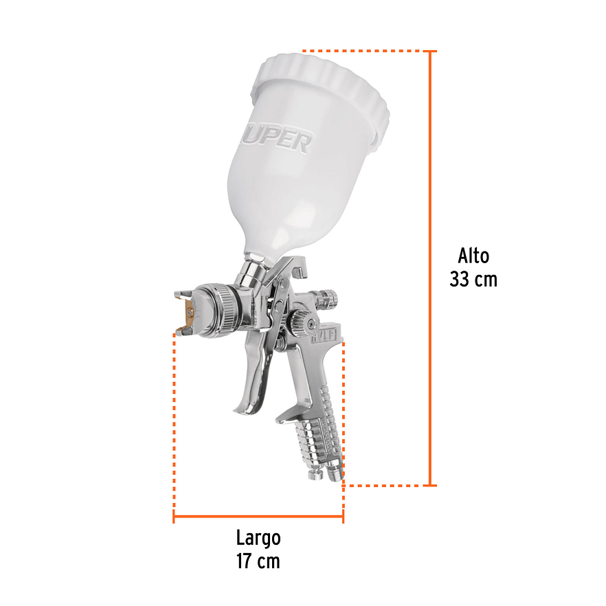 Pistola para pintar Truper 12131, gravedad HVLP,vaso plástico, boquilla 2.0mm  3