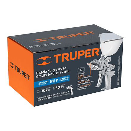 Pistola para pintar Truper 12131, gravedad HVLP,vaso plástico, boquilla 2.0mm  6