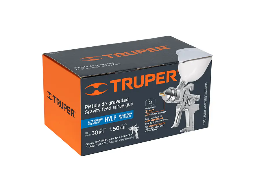 Pistola para pintar Truper 12131, gravedad HVLP,vaso plástico, boquilla 2.0mm  - Foto 6 | aztools.co
