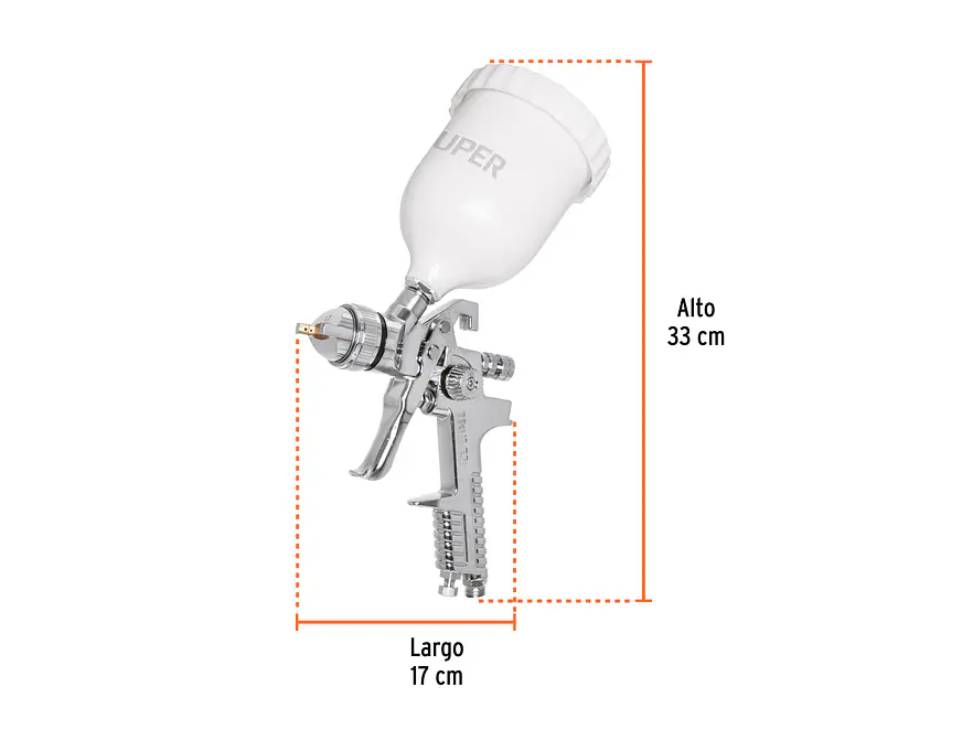 Pistola para pintar gravedad HVLP Truper 12129, vaso plástico, boquilla 1.7mm  - Foto 5 | aztools.co
