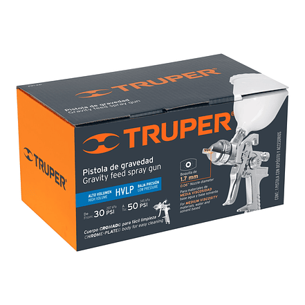 Pistola para pintar gravedad HVLP Truper 12129, vaso plástico, boquilla 1.7mm  6
