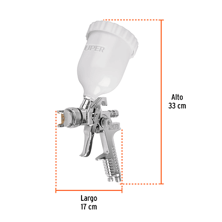 Pistola para pintar gravedad HVLP, Truper 12128, vaso plástico, boquilla 1.4mm  3