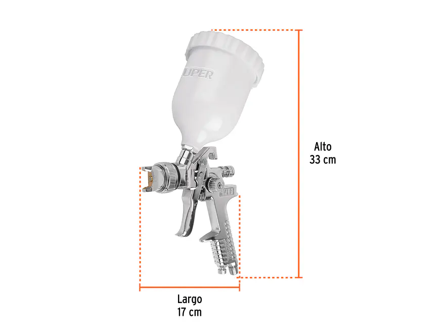 Pistola para pintar gravedad HVLP, Truper 12128, vaso plástico, boquilla 1.4mm  - Foto 3 | aztools.co