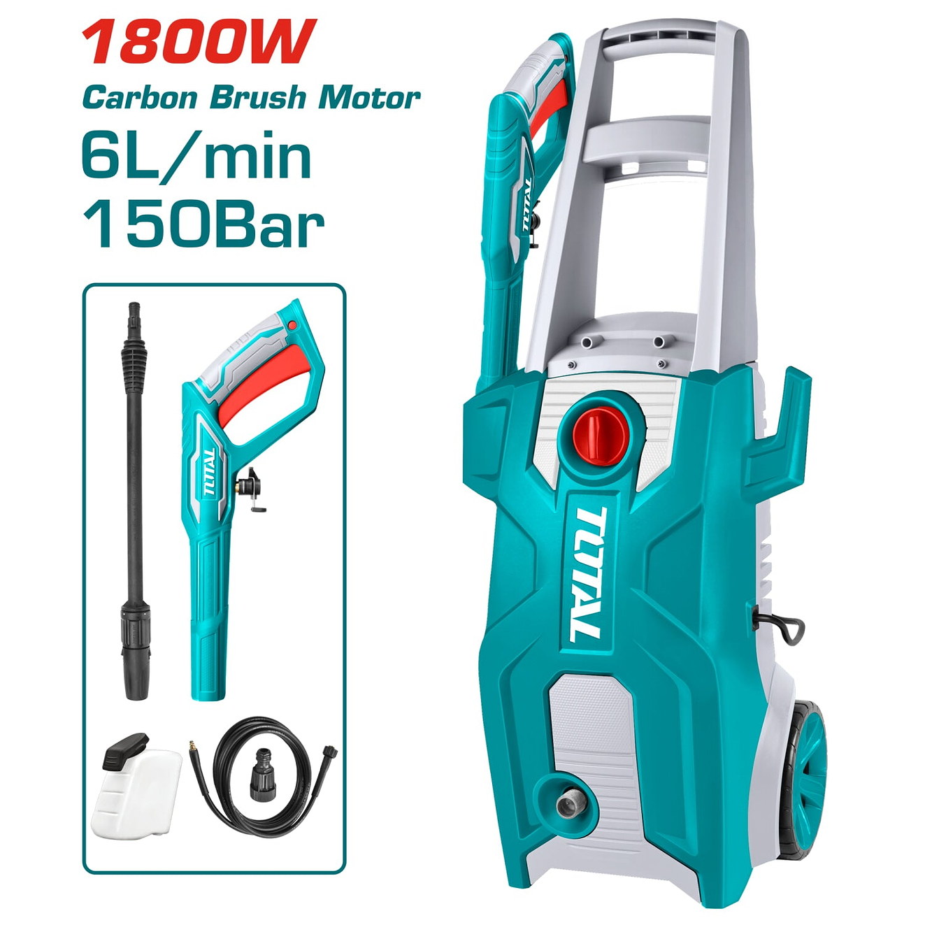 Hidrolavadora TOTAL UTGT11356 1800W 2200 PSI (110V, Flujo 6 L/min) 1