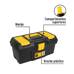 Caja de herramientas plástica 16' con compartimentos, Pretul 20603, Capacidad 13 Kg