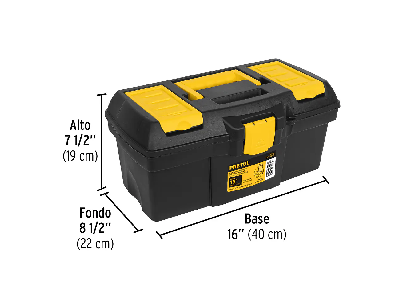 Caja de herramientas plástica 16' con compartimentos, Pretul 20603, Capacidad 13 Kg - Foto 3 | aztools.co
