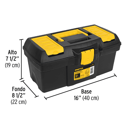 Caja de herramientas plástica 16' con compartimentos, Pretul 20603, Capacidad 13 Kg 3