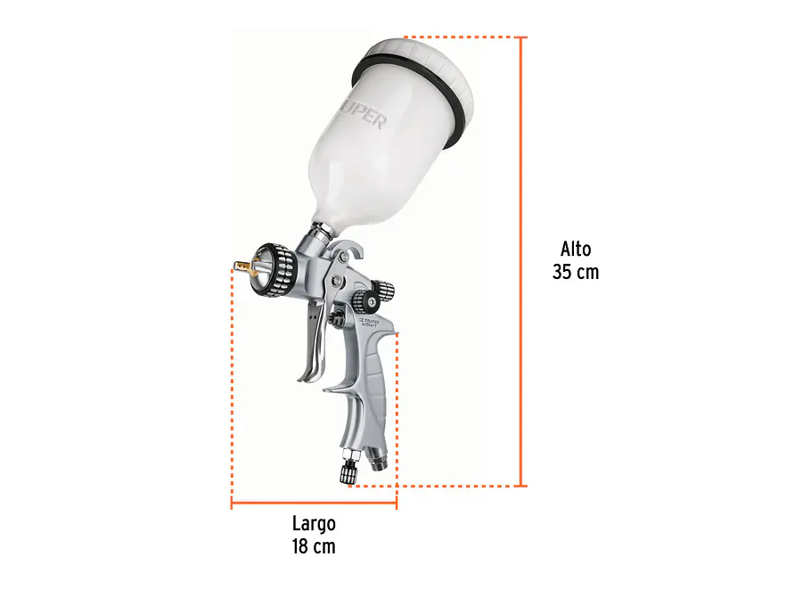 Pistola para pintar gravedad LVMP Truper 11749, vaso plástico, 1.4 mm, Expert - Foto 3 | aztools.co