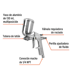 Pistola p/retoque gravedad LVMP Truper 11098, vaso aluminio, 0.5 mm 