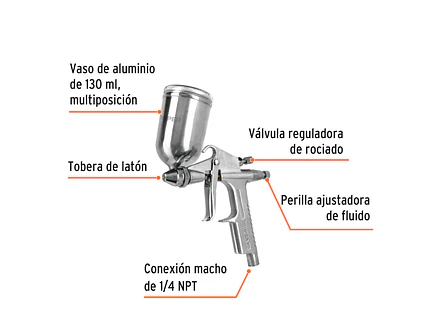 Pistola p/retoque gravedad LVMP Truper 11098, vaso aluminio, 0.5 mm  - Foto 2 | aztools.co