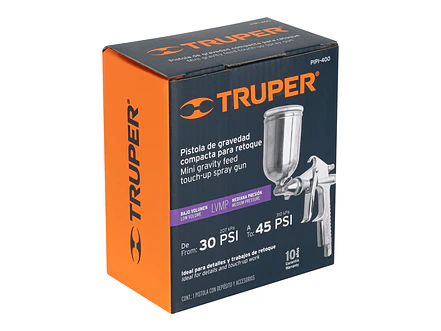 Pistola p/retoque gravedad LVMP Truper 11098, vaso aluminio, 0.5 mm  - Foto 6 | aztools.co