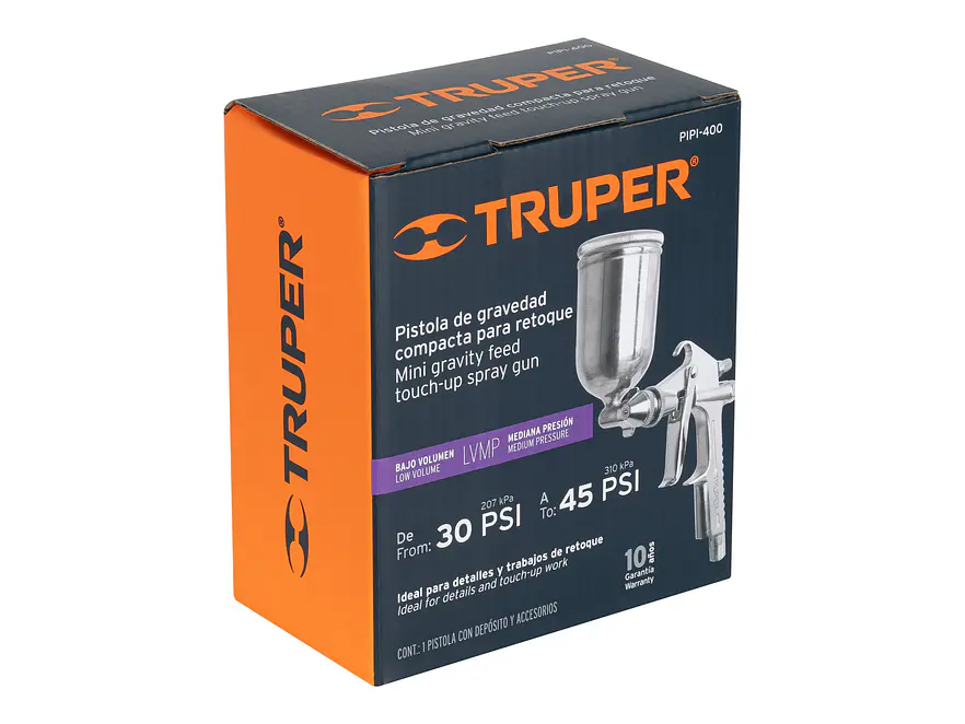 Pistola p/retoque gravedad LVMP Truper 11098, vaso aluminio, 0.5 mm  - Foto 6 | aztools.co