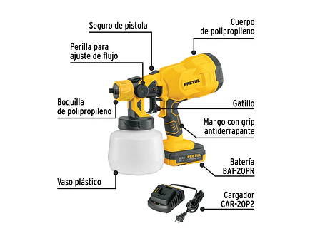 Pistola para Pintar Pretul 29010, 20V, con 1 Batería 2Ah - Foto 2 | aztools.co