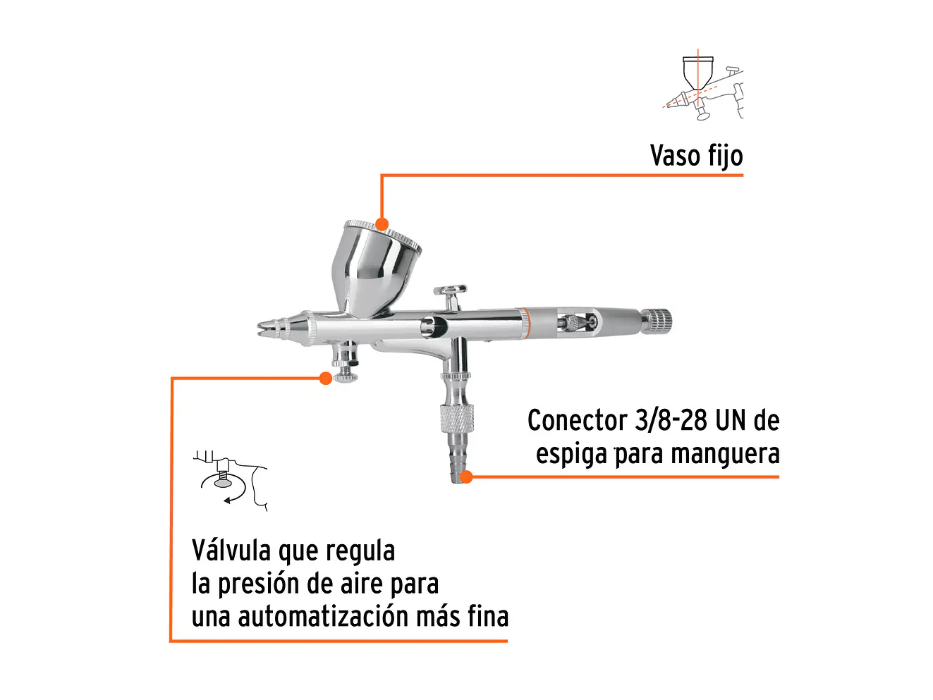 Pistola aerográfica de gravedad con vaso fijo Truper 16020 - Foto 2 | aztools.co