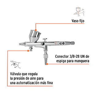 Pistola aerográfica de gravedad con vaso fijo Truper 16020