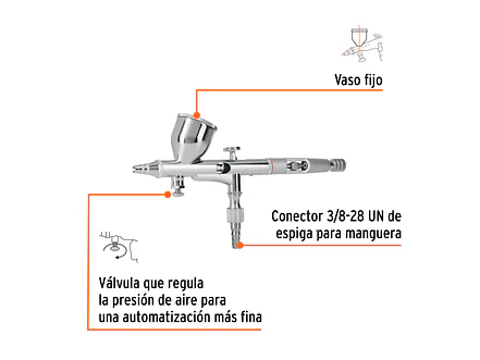 Pistola aerográfica de gravedad con vaso fijo Truper 16020 - Foto 2 | aztools.co