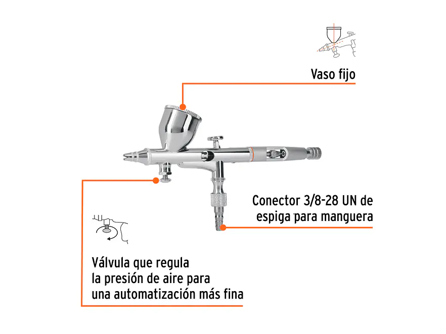 Pistola aerográfica de gravedad con vaso fijo Truper 16020 - Foto 2 | aztools.co
