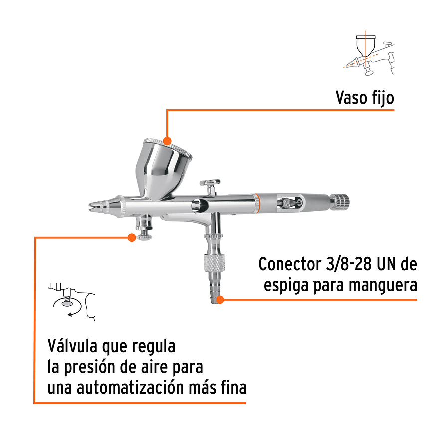Pistola aerográfica de gravedad con vaso fijo Truper 16020 2