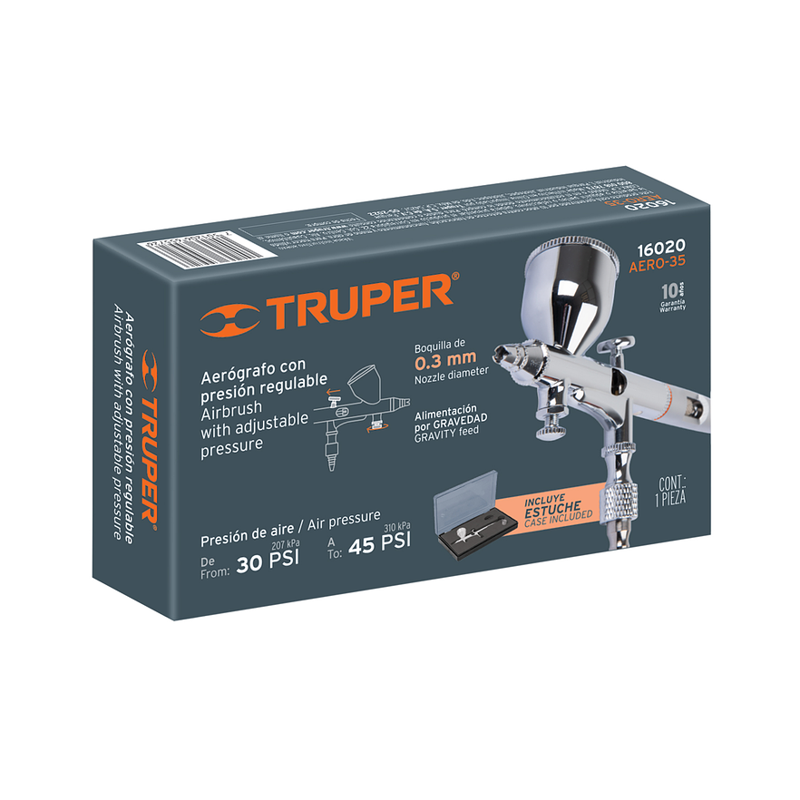 Pistola aerográfica de gravedad con vaso fijo Truper 16020 5