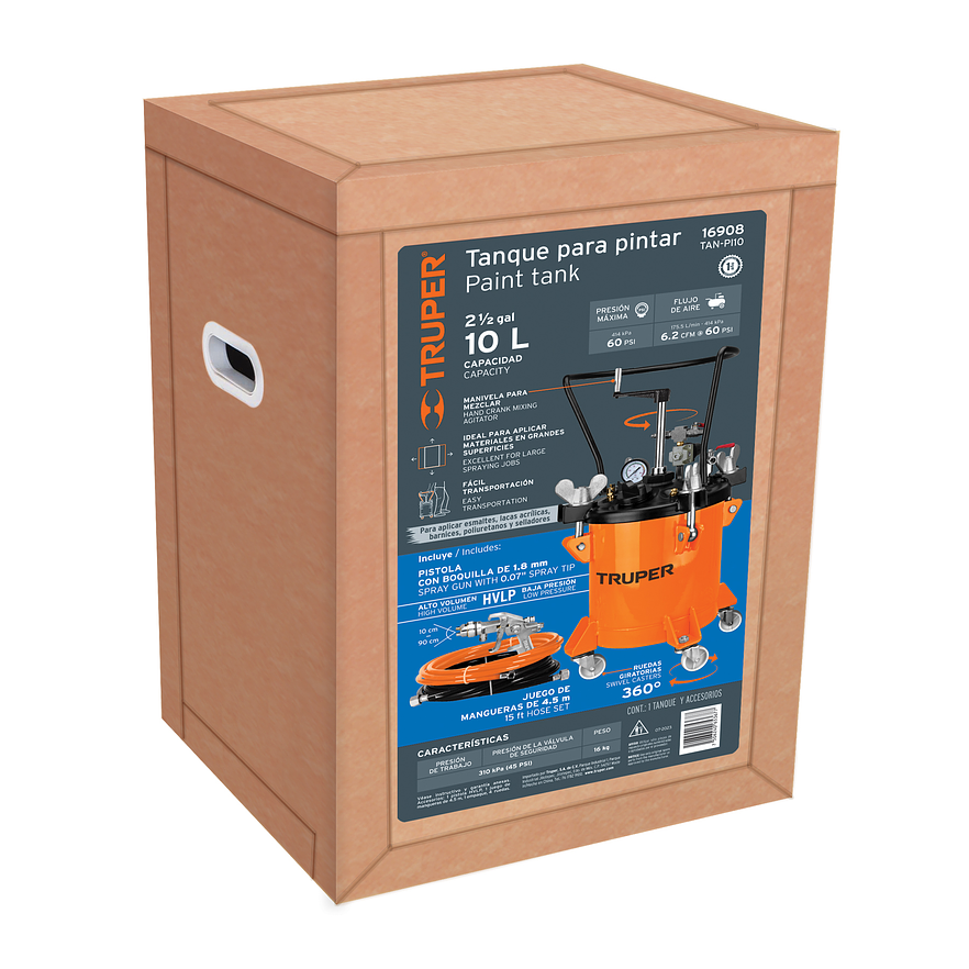 Tanque para pintura con manguera y pistola Truper 16908, 10 litros 3