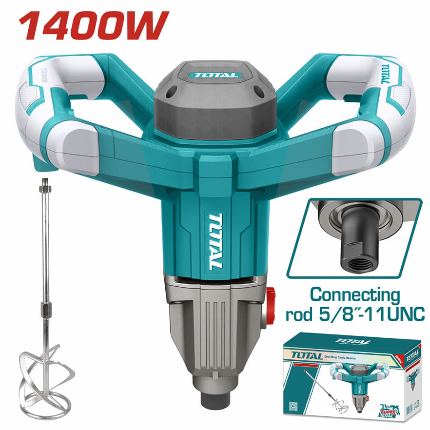 Mezclador de Pintura Industrial TOTAL UTD614006 1400W (5/8-11, Doble Velocidad) 1