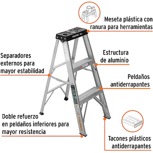 Escalera tipo tijera Truper 16740 T3 con 2 escalones, sin bandeja 
