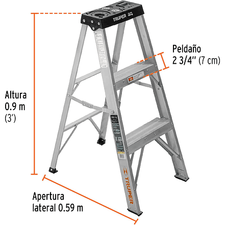 Escalera tipo tijera Truper 16740 T3 con 2 escalones, sin bandeja  3