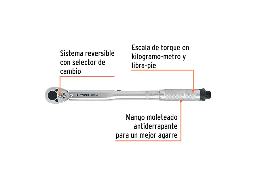 Torquímetro de trueno, dos lecturas, para dados cuadro 3/8'
