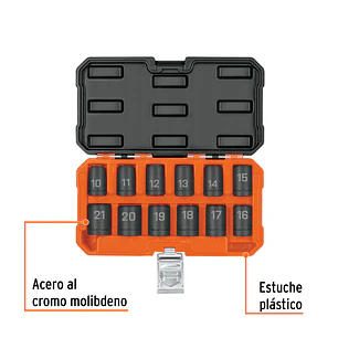 Juego de 12 copas de Impacto 6 Puntas 1/2