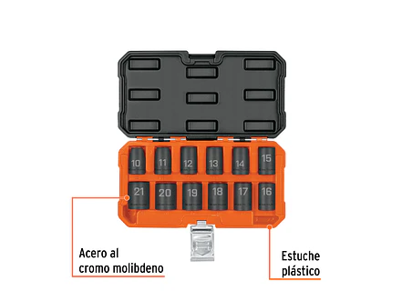 Juego de 12 copas de Impacto 6 Puntas 1/2