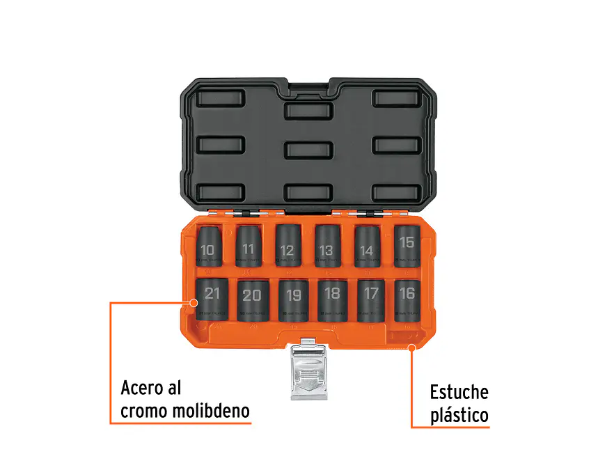 Juego de 12 copas de Impacto 6 Puntas 1/2