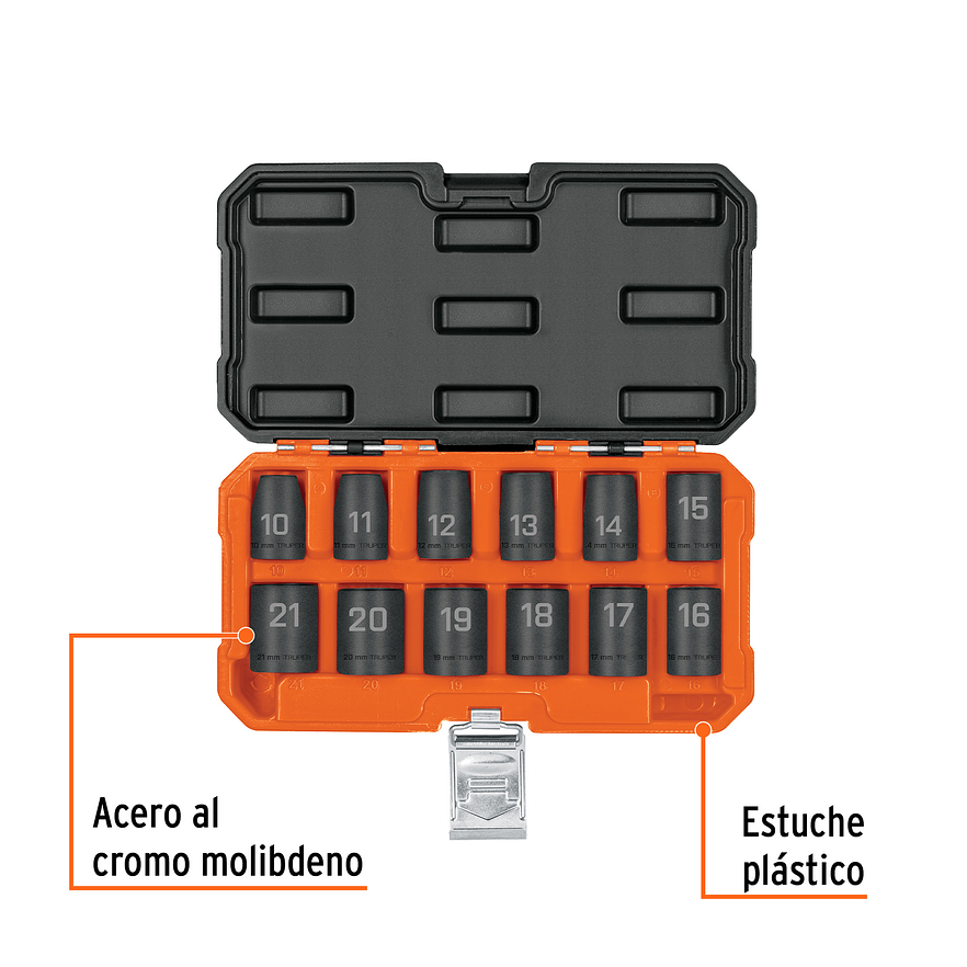 Juego de 12 copas de Impacto 6 Puntas 1/2