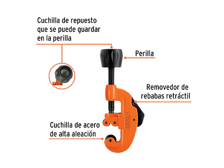 Cortador de tubo de cobre, hasta 1-1/8
