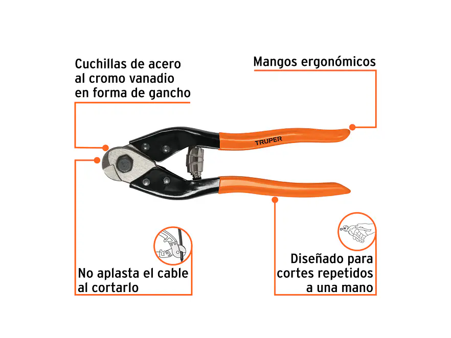 Cortador de Cable y Alambre Truper 101097, de 8