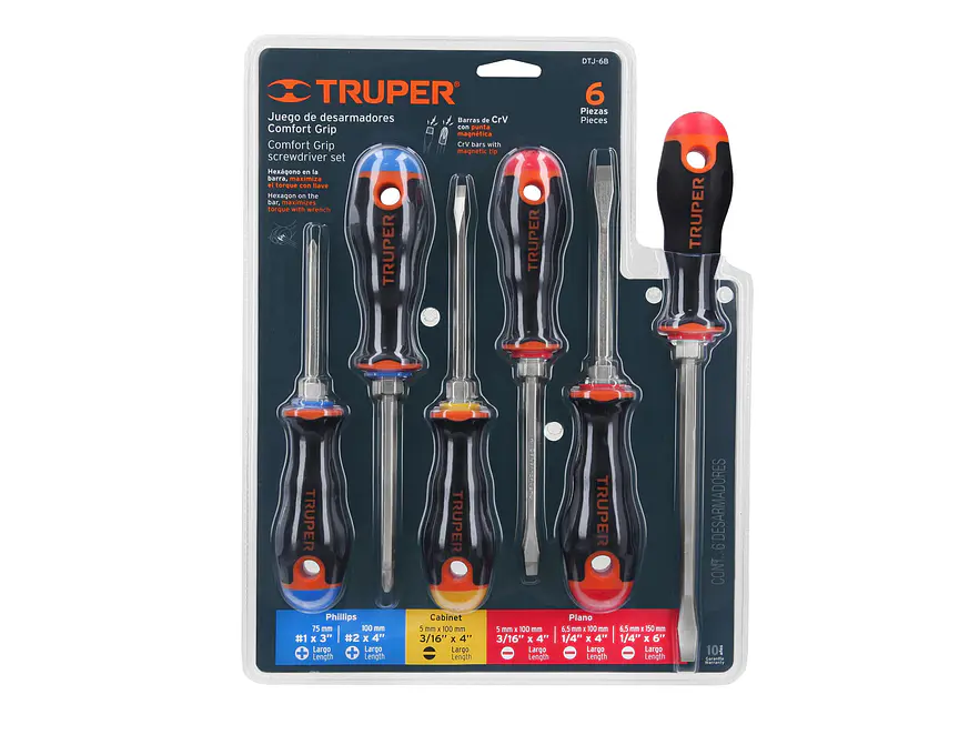Juego de 6 Destornilladores Truper 19621, con Mango Comfort Grip - Foto 4 | aztools.co