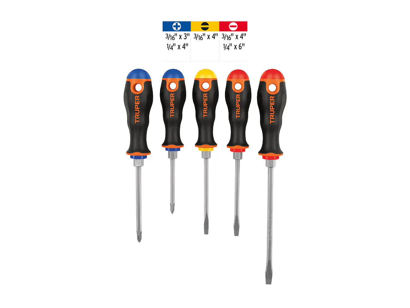 Juego de 5 destornilladores Truper 14138, mangos Comfort Grip  - Foto 3 | aztools.co