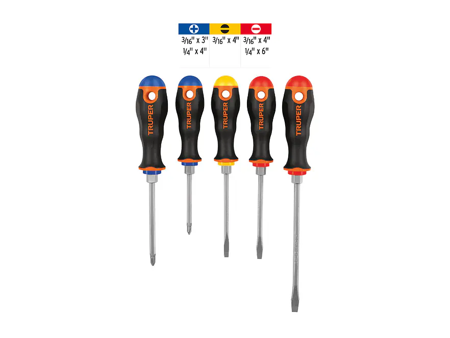 Juego de 5 destornilladores Truper 14138, mangos Comfort Grip  - Foto 3 | aztools.co